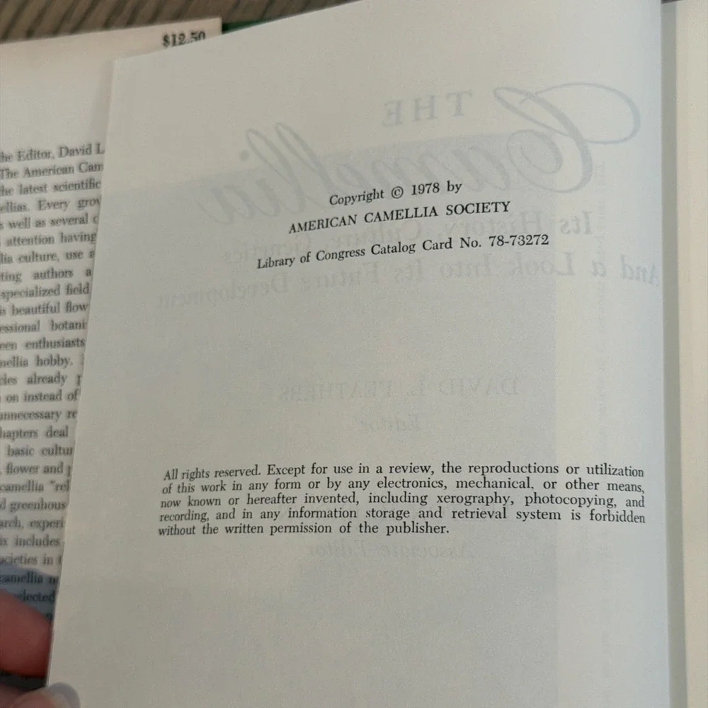 Vtg The Camellia History Culture Genetics 1978 Hardcover Feathers‎ Brown